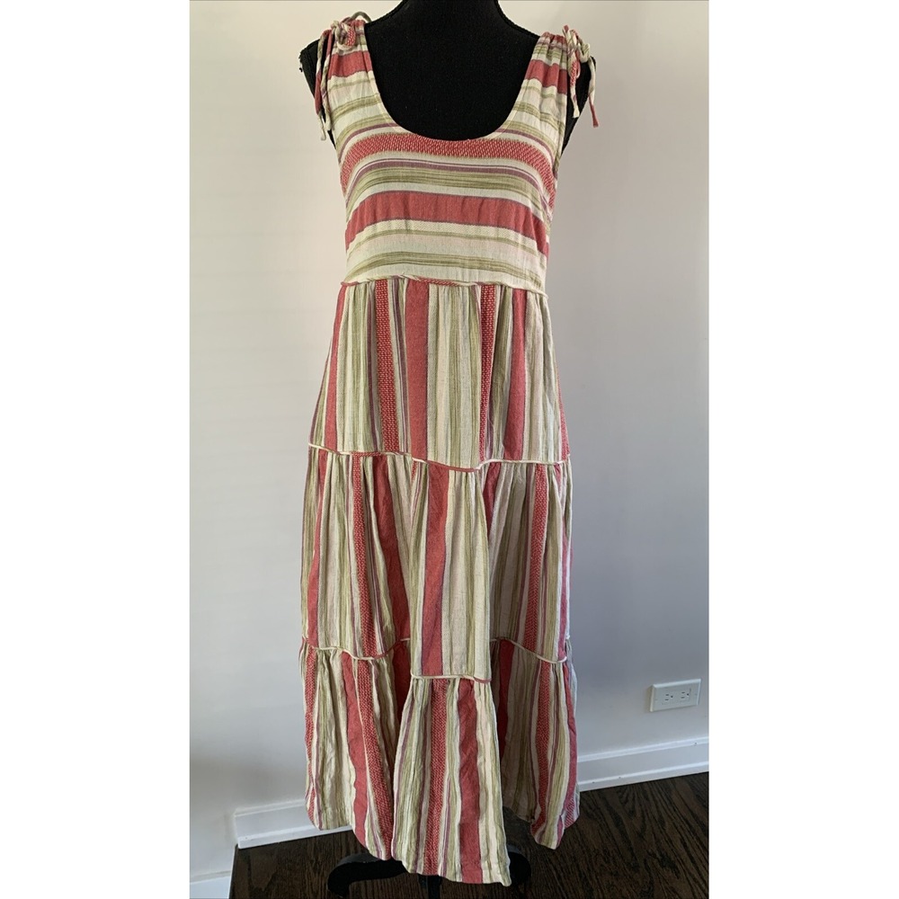Faherty Midi Dress Womens‎ XS Lanai Linen Sleeveless Beach Bohemian patchwork